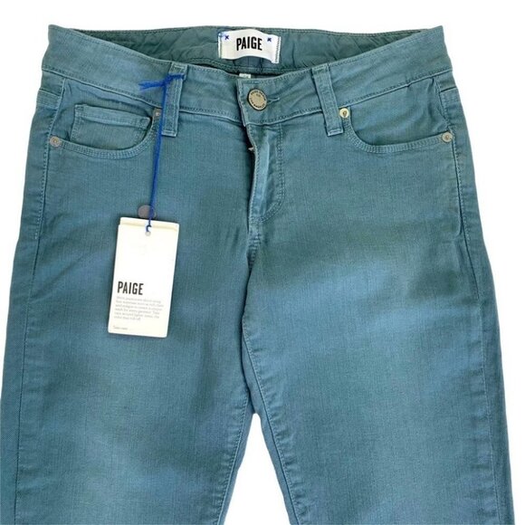 PAIGE SKINNY STRETCH GREEN  JEANS WOMEN JEANS SIZE 24 - Picture 3 of 10
